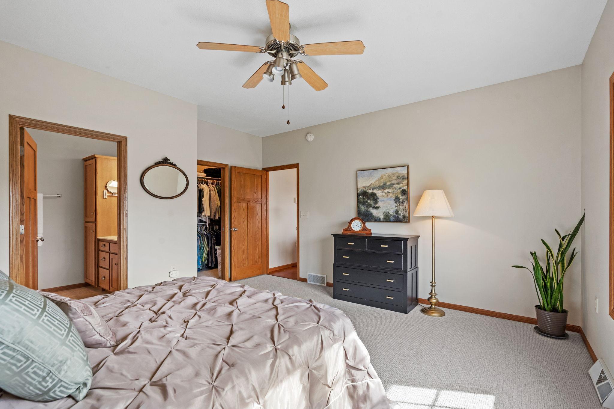 Generously sized primary with a Walk-in Closet