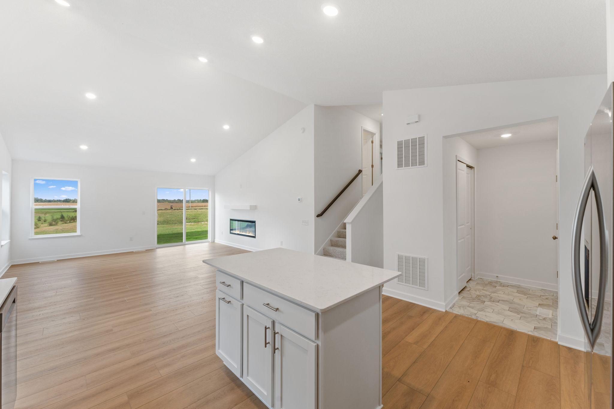 The kitchen overlooks the open layout in an ideal set-up for modern living and entertainment