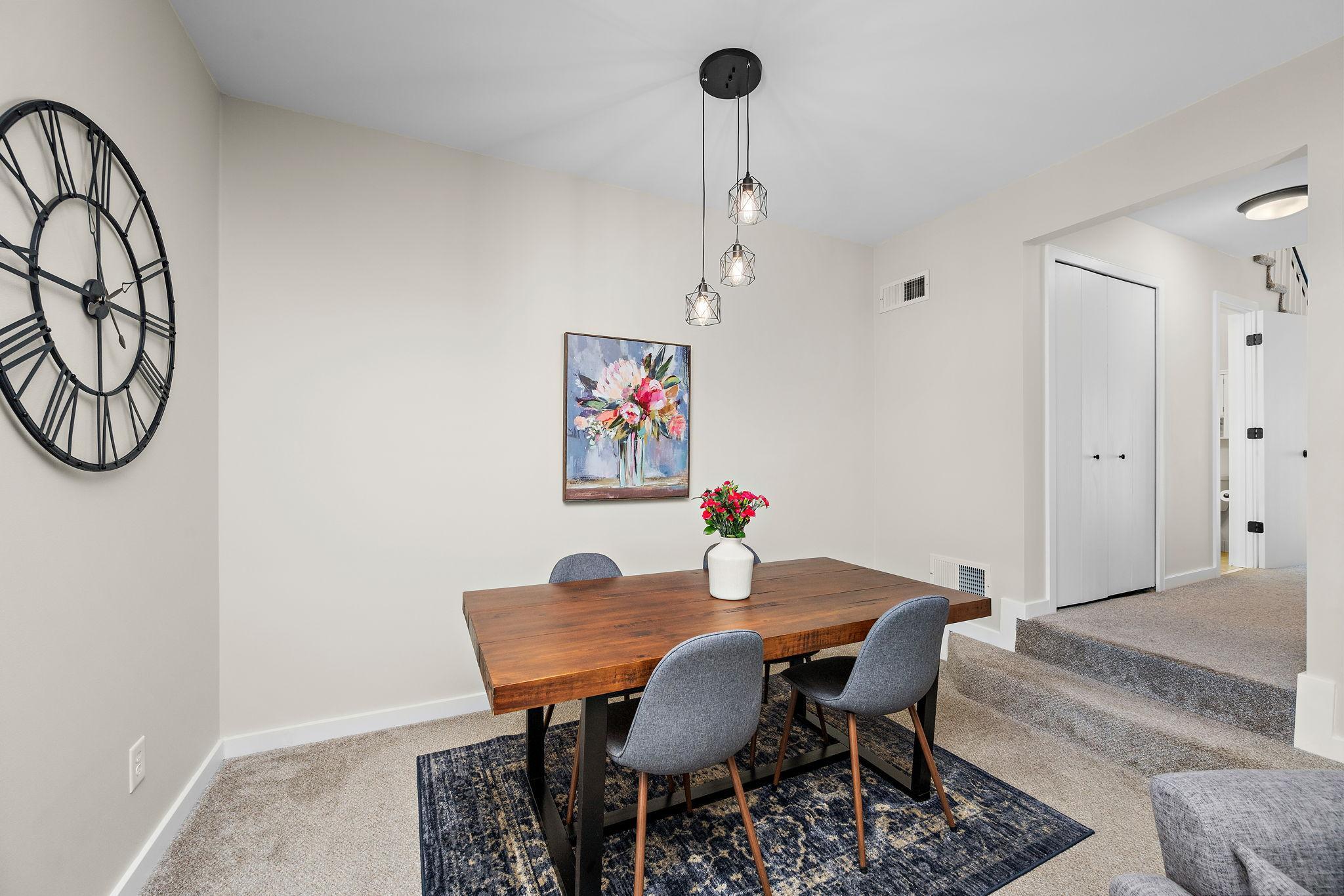 The Comfortable Dining Area is ideal for enjoying meals and gathering with friends and family.