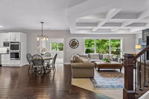 Dining area flows seamlessly to the living room with ample natural light