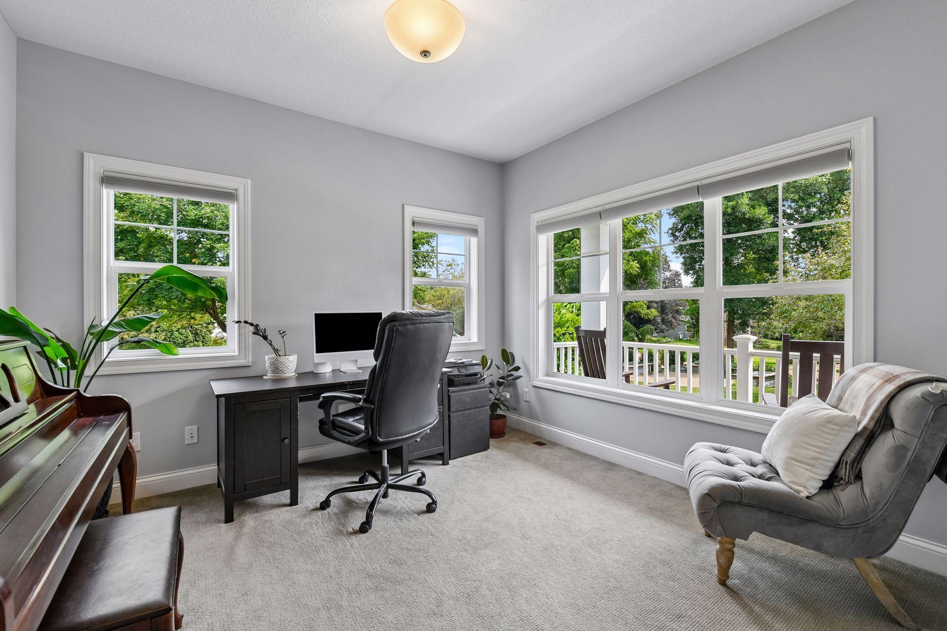 Office or flex room with windows on all sides providing ample natural light
