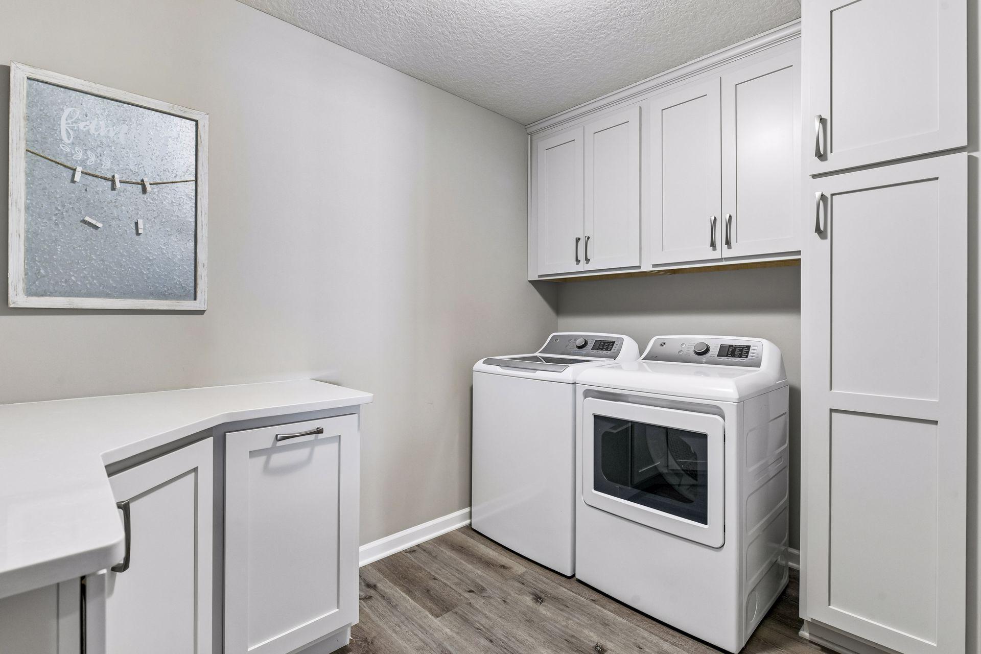 Upper level laundry with tons of storage space