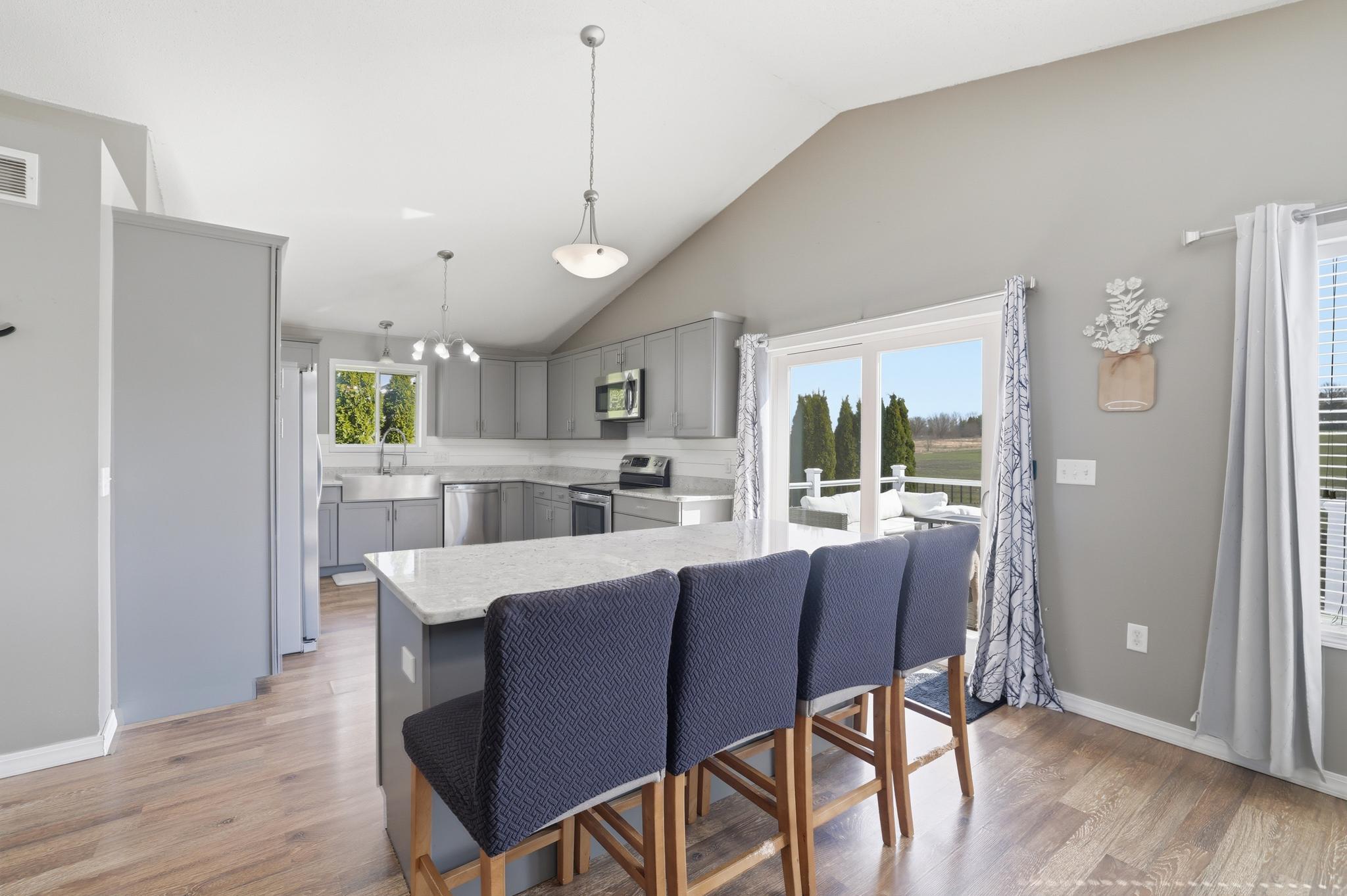 Vaulted ceiling makes it feel extra airy