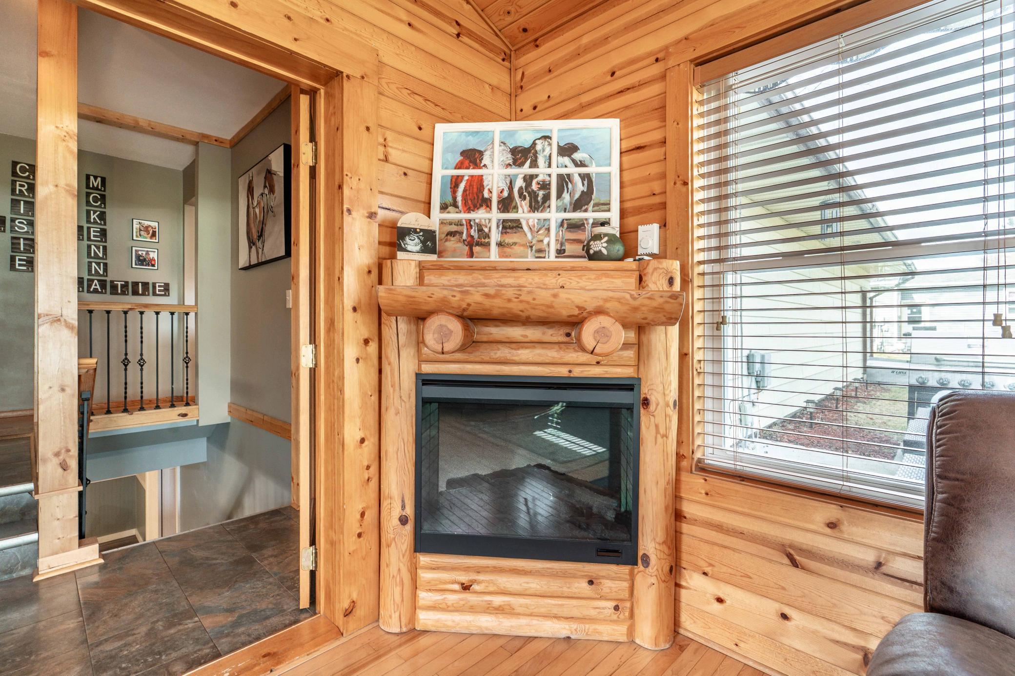 Gas fireplace in Four Season Room