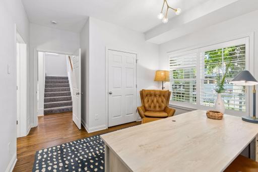 Convenient main floor location for guest bedroom or office.