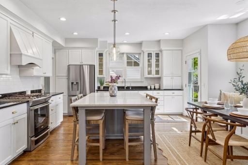 Large and open kitchen with great storage and stainless steel appliances.