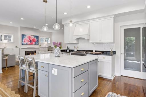 Kitchen cabinets, including island, were repainted in 2021 with new hardware added.