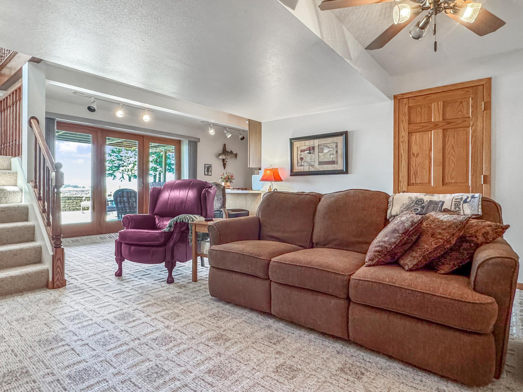 Basement Living Room with walkout Patio Doors