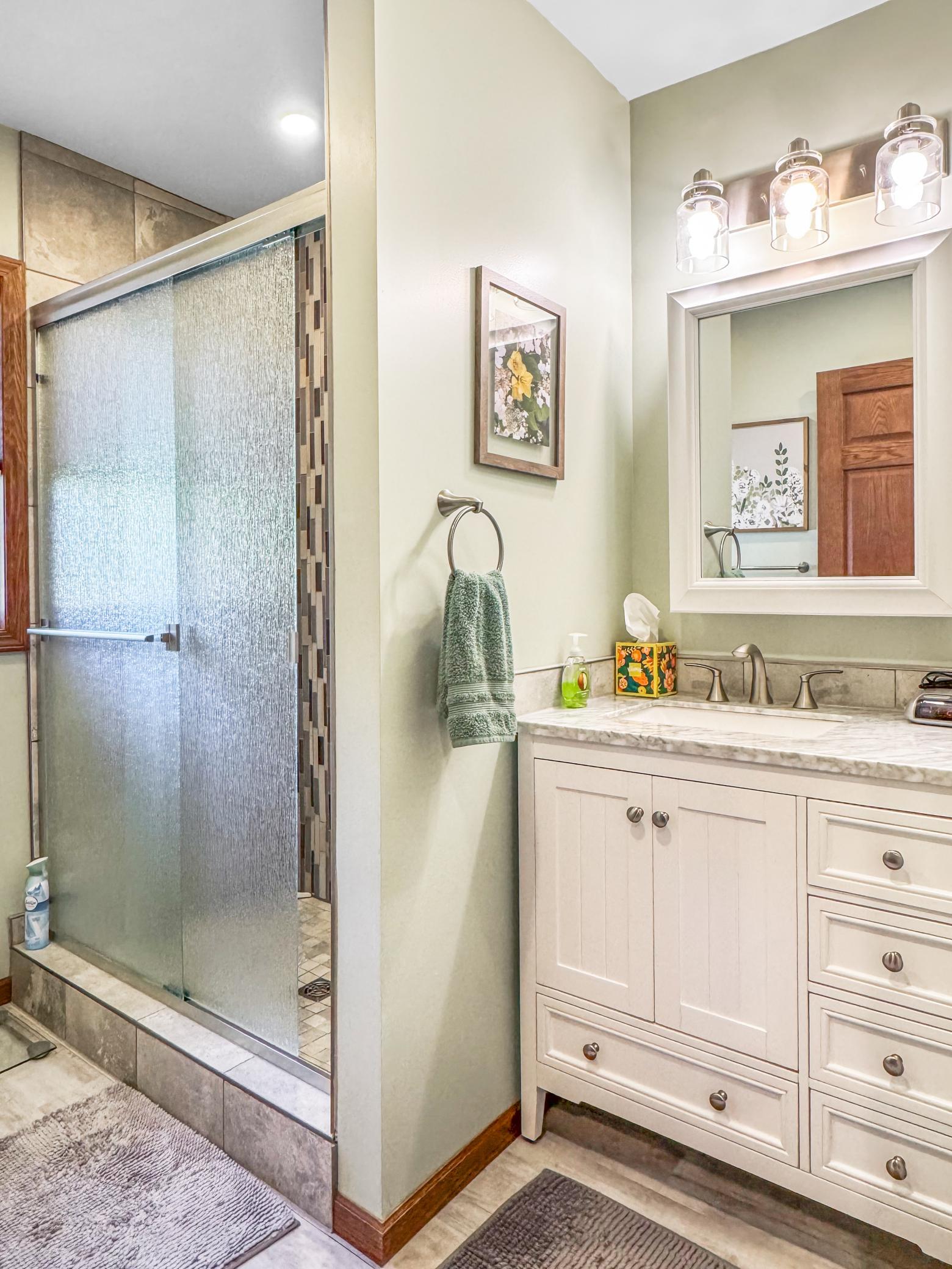 Main Floor Bathroom with tile back splash