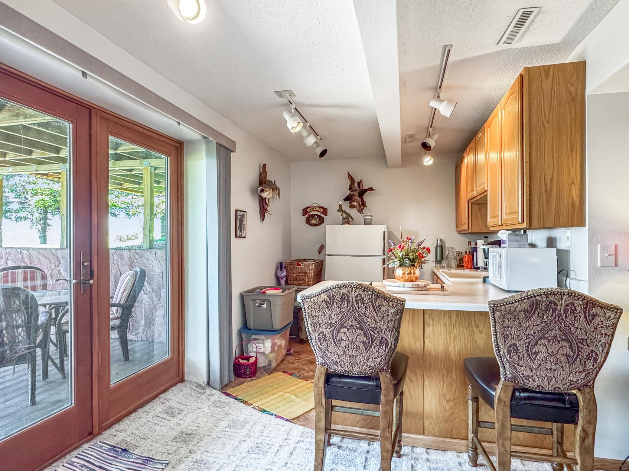 Kitchenette in Basement with walkout Patio Doors
