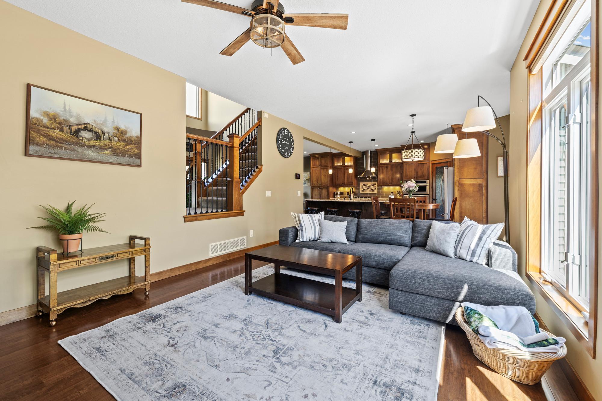 Living room view showing great custom trim work.