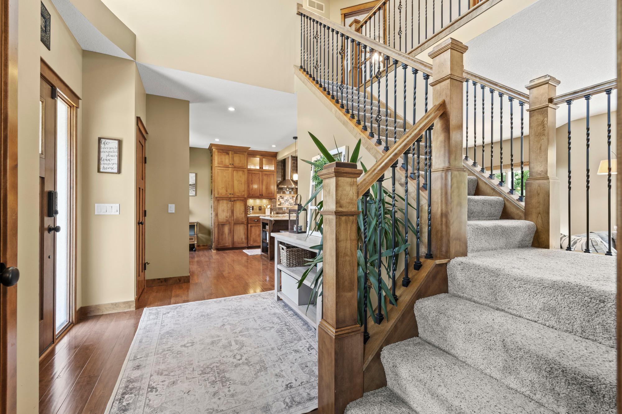 Custom maple & wrought iron railings