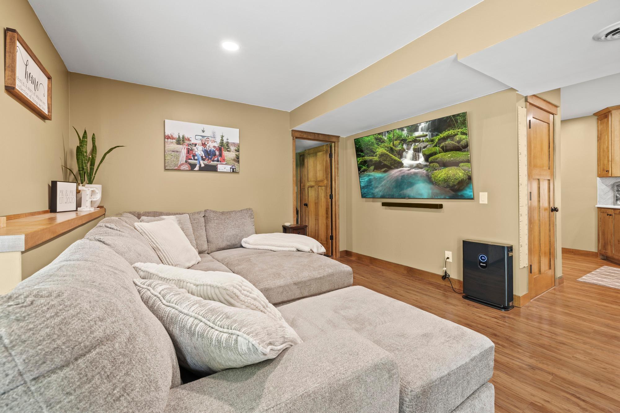 Basement family room reverse view
