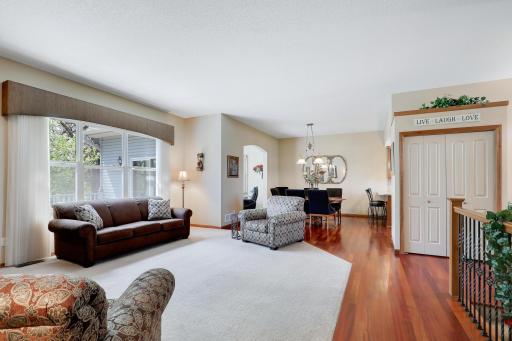 Additional living room view showing the large window overlooking your private wooded back yard.