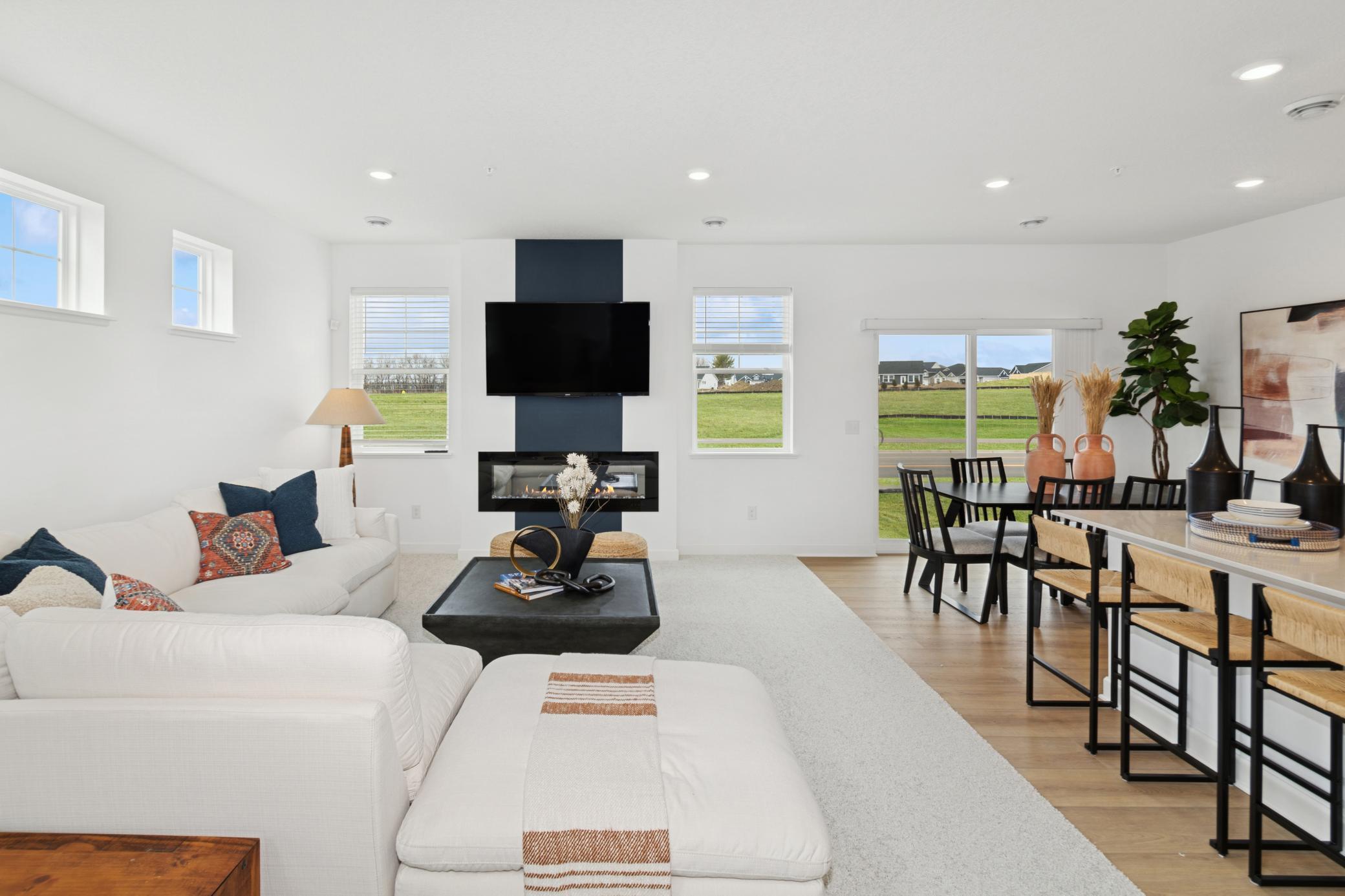 (Photo of model home, features will vary) The natural gathering space of the home, the Great Room is excellent for entertaining guests, hosting movie marathons and relaxing with loved ones, paired with the simplicity of a free-flowing design.