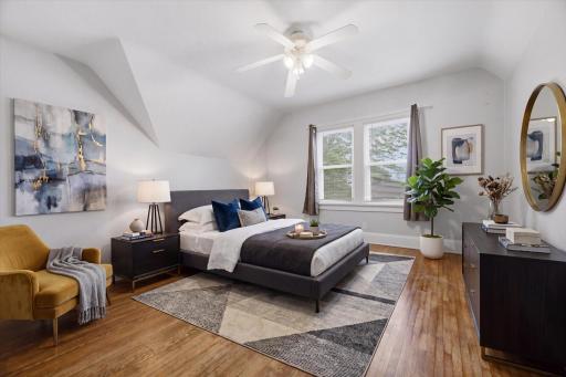 Primary bedroom - virtually staged to show potential.