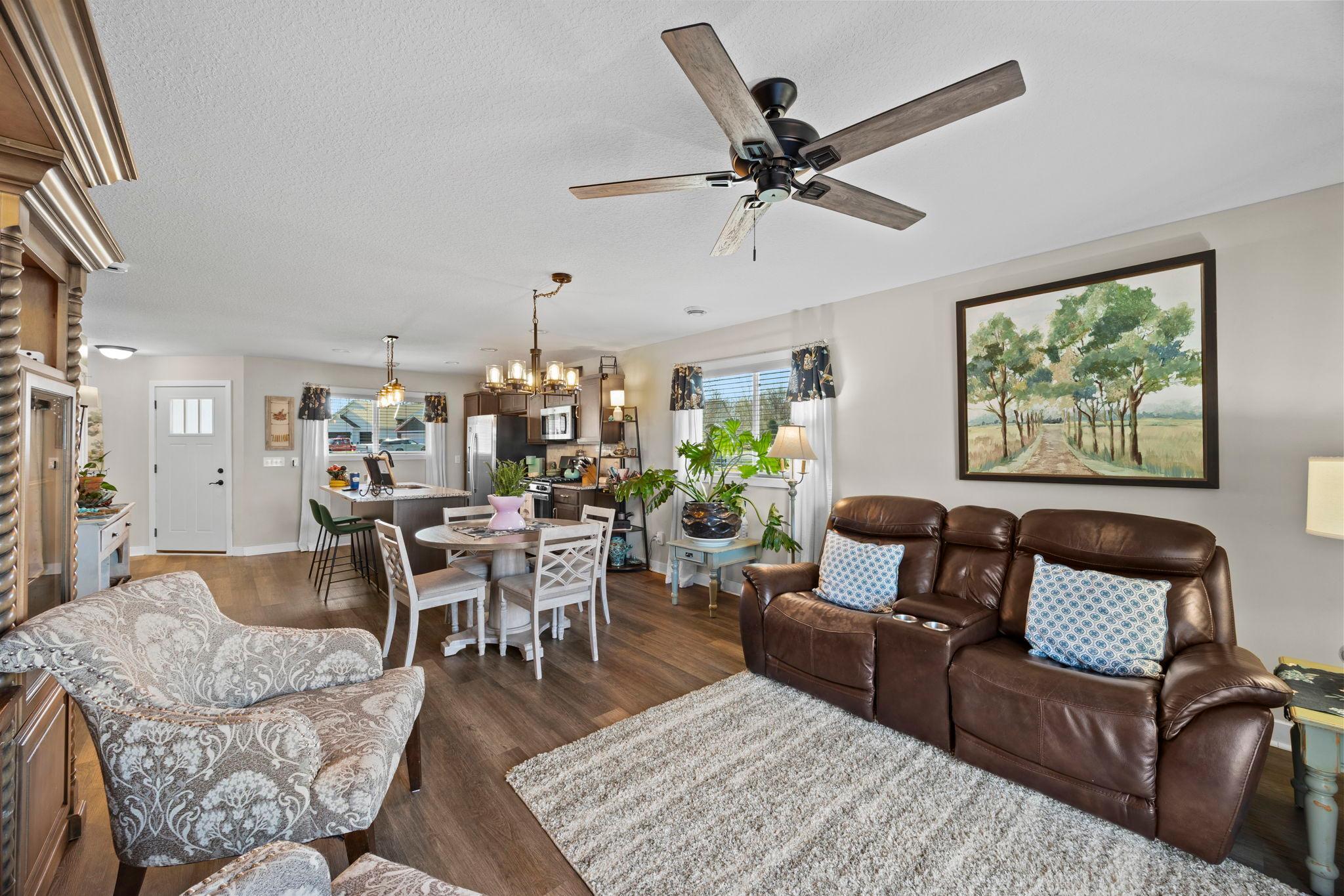 Open concept and flow into the dining and living rooms