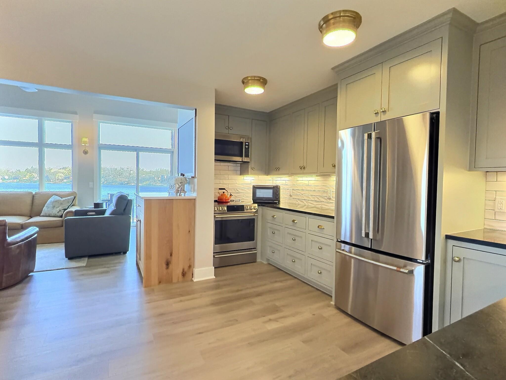 Another shot of kitchen showing the range neatly hidden.