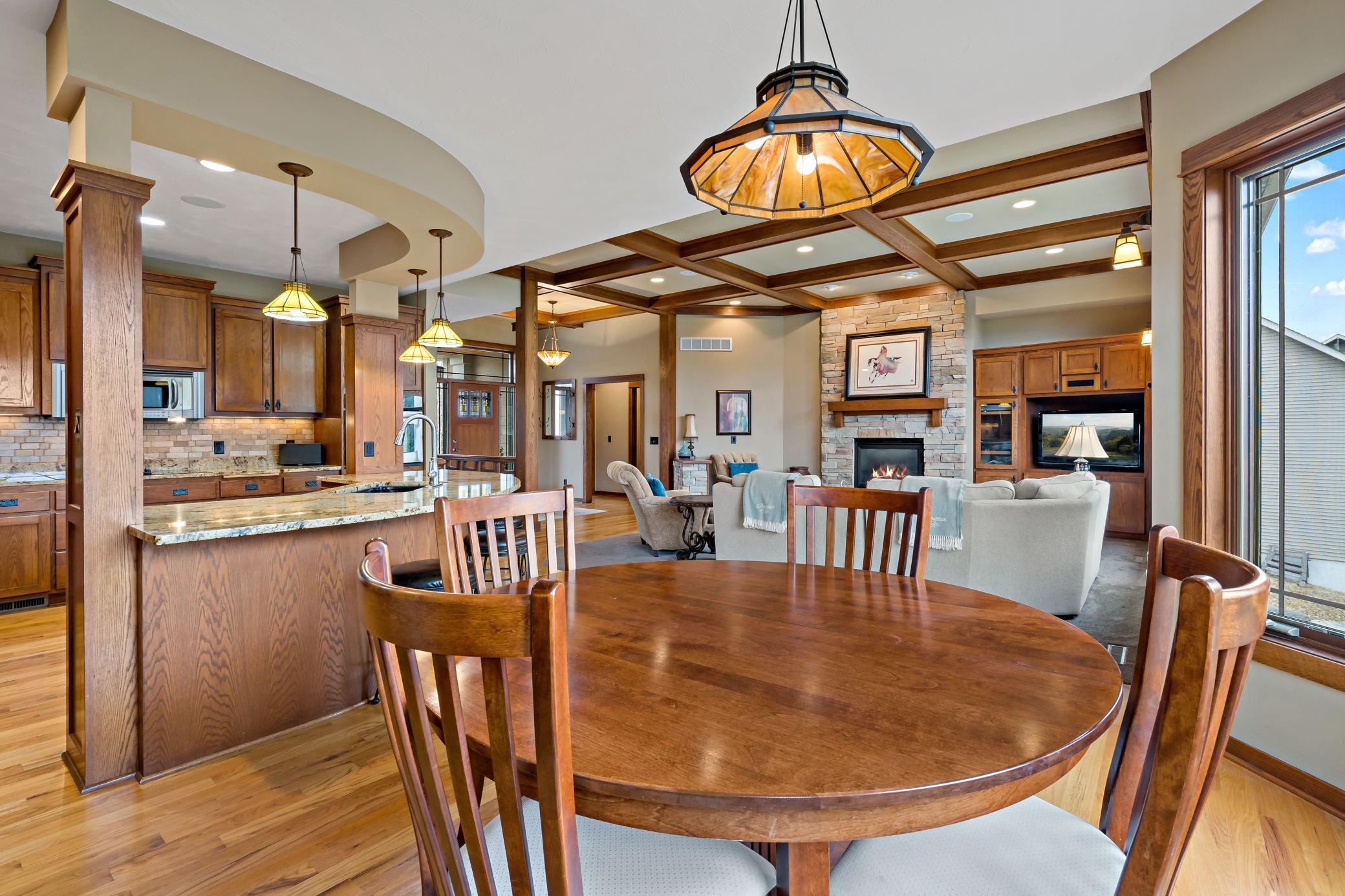 Throughout the home, mission style light fixtures elevate the style and cohesiveness.