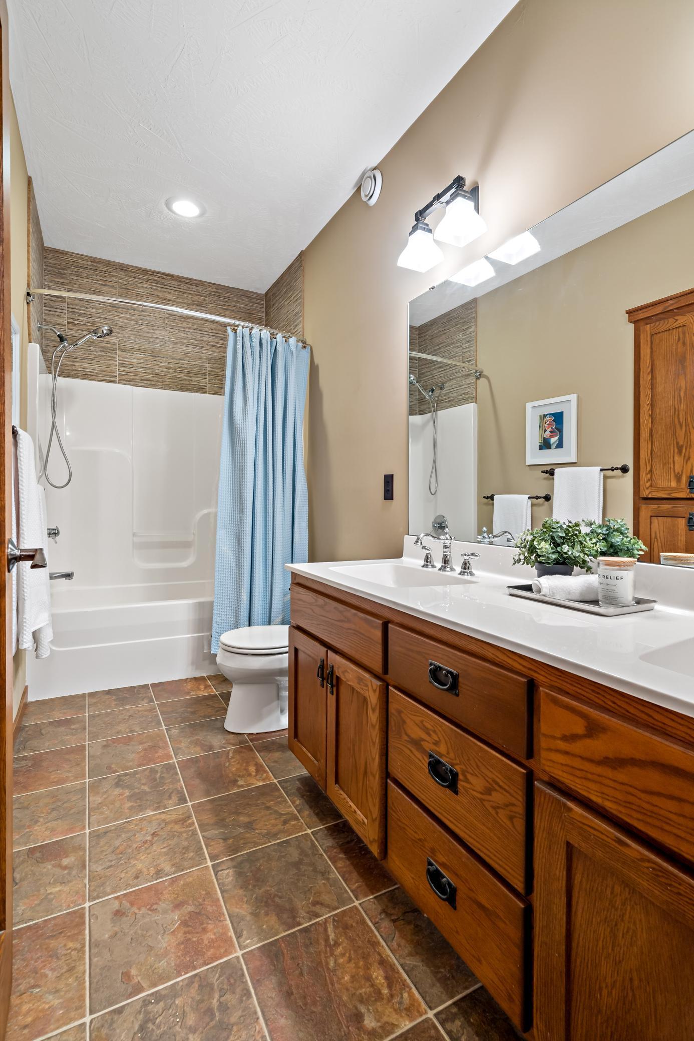 Full bath on lower level.