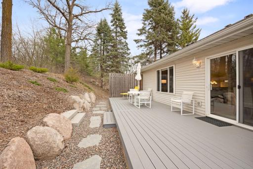 Maintenance free deck on upper level is private from other units