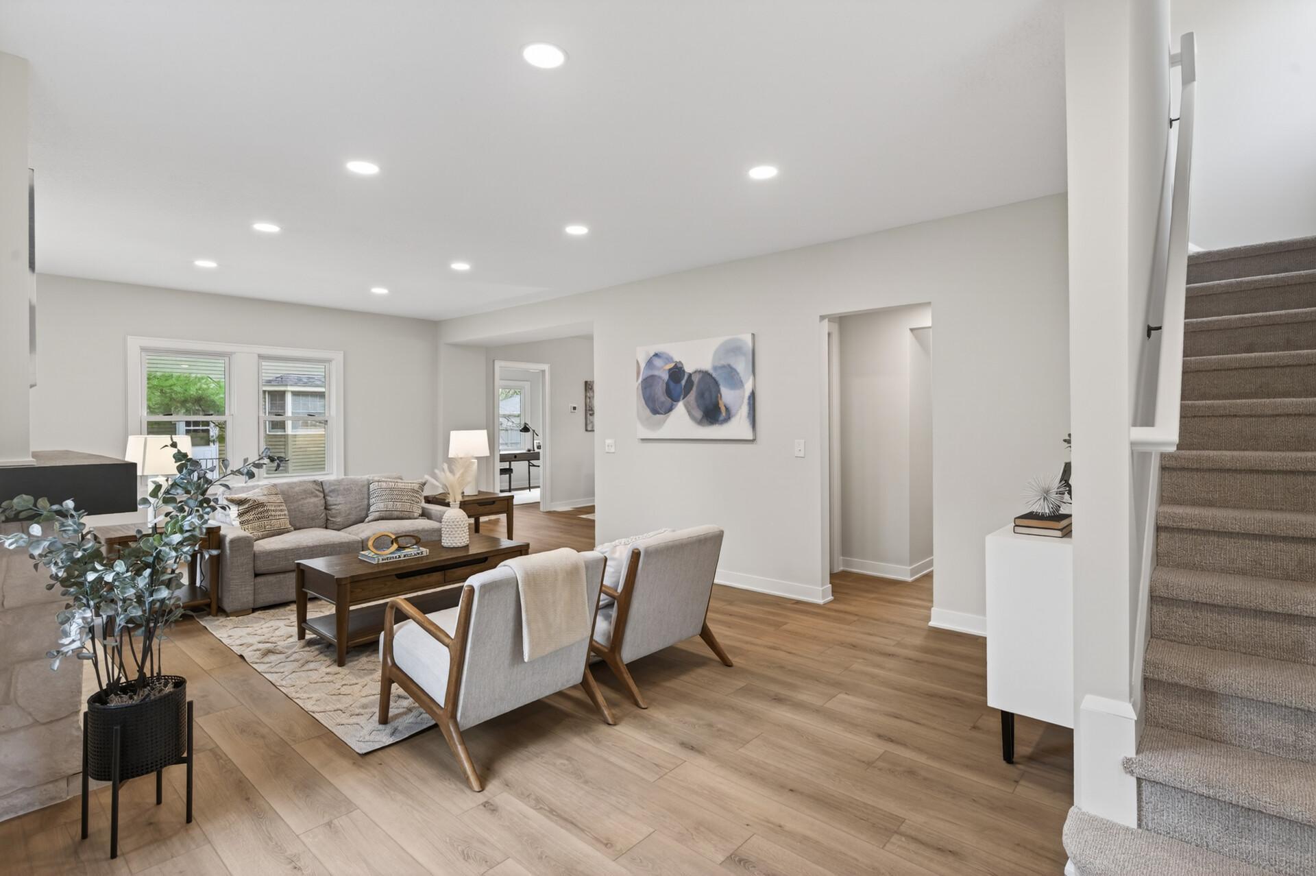 From the moment you walk in, it feels fresh, elevated, and cohesive, featuring all new walls, ceilings, staircases, trim, window trim, lighting, and hardware throughout.