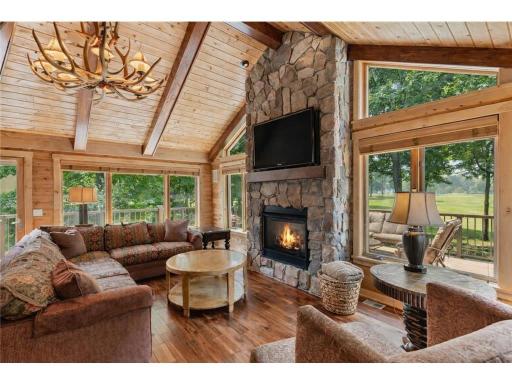 4. Great Room-Vaulted ceilings & antler chandelier