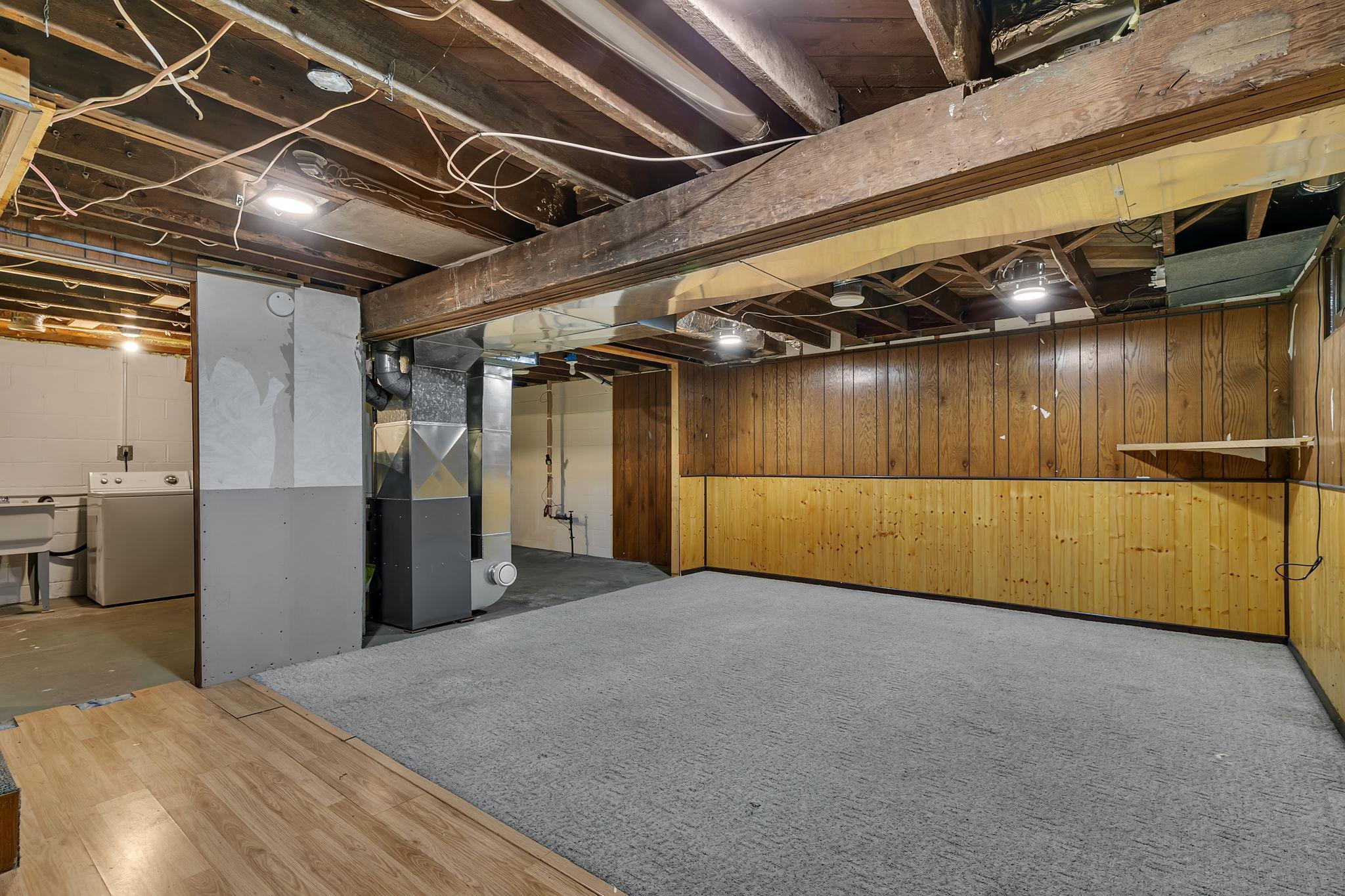 Lower Level with Laundry and Ample Storage. Family Room