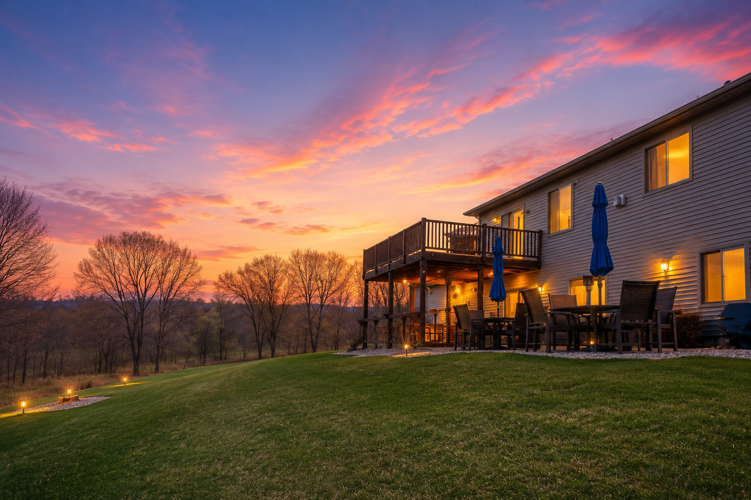 Enjoy the stunning sunsets out your backyard off the patio