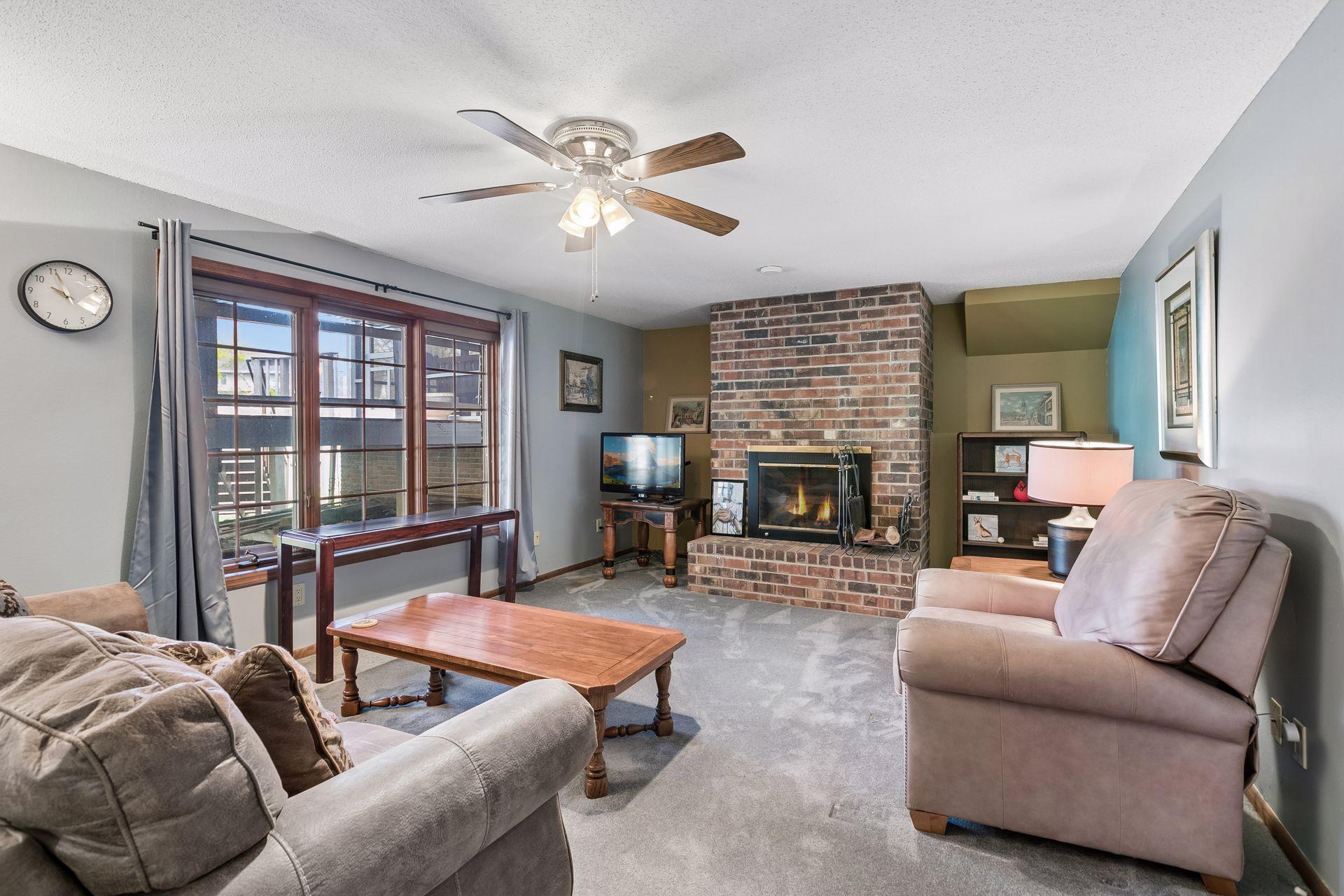 Warm and cozy family room just a couple of steps down from the main level