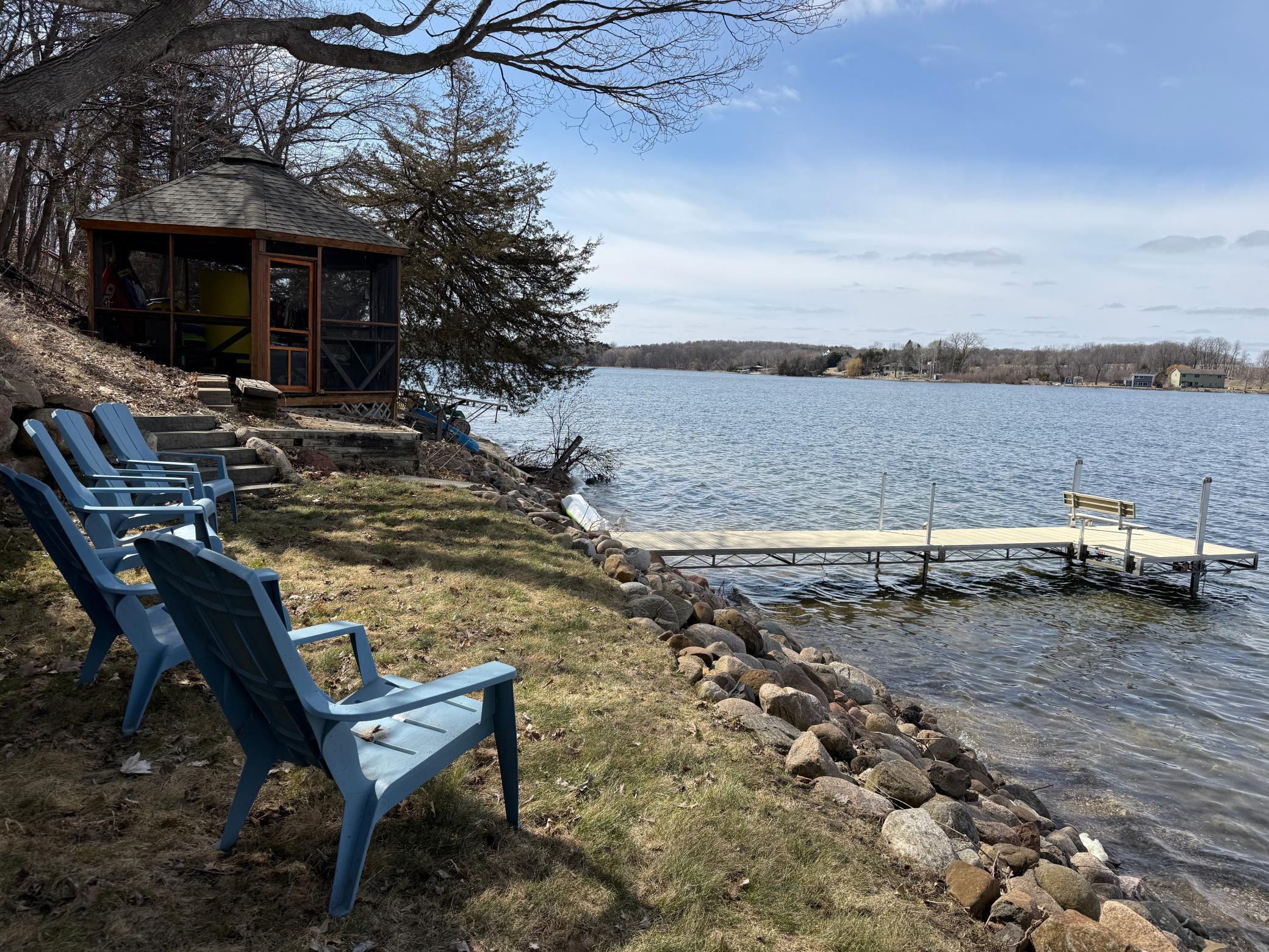 Landscaping and gazebo lakeside makes lakes days the perfect retreat.