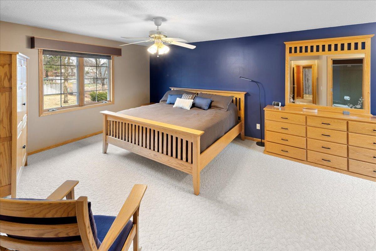 Primary Bedroom with private 3/4 Bath and walk-in Closet