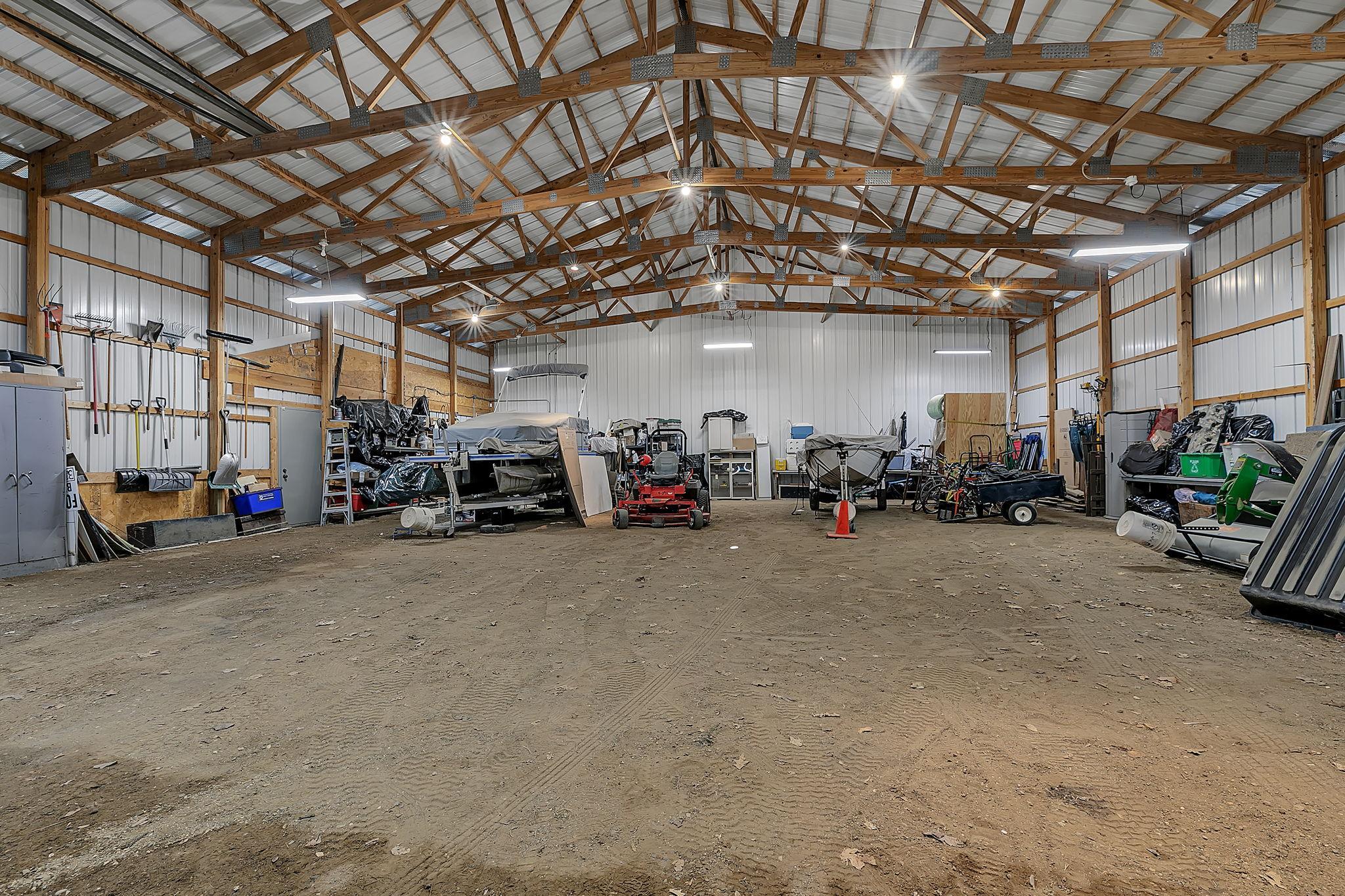 Rear 59' of shed is unfinished for all your storage needs