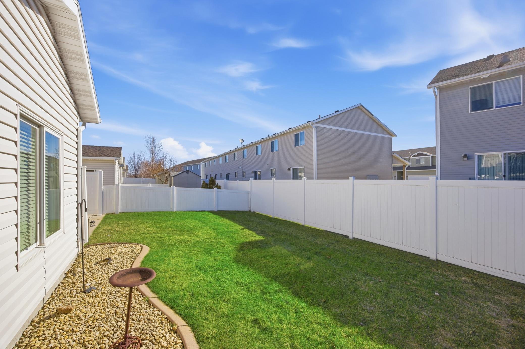 Backyard - Nearly fully fenced (missing small side sections)