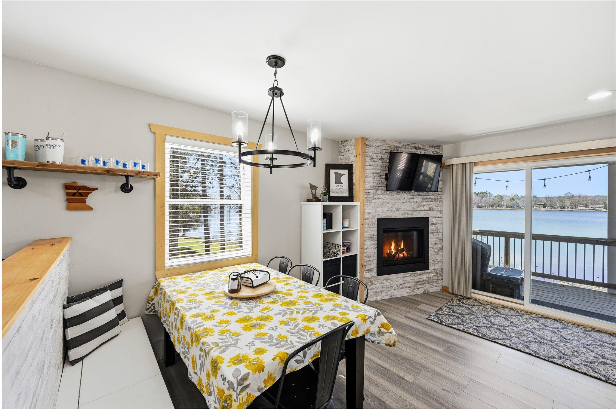 Built in storage bench in dining room.