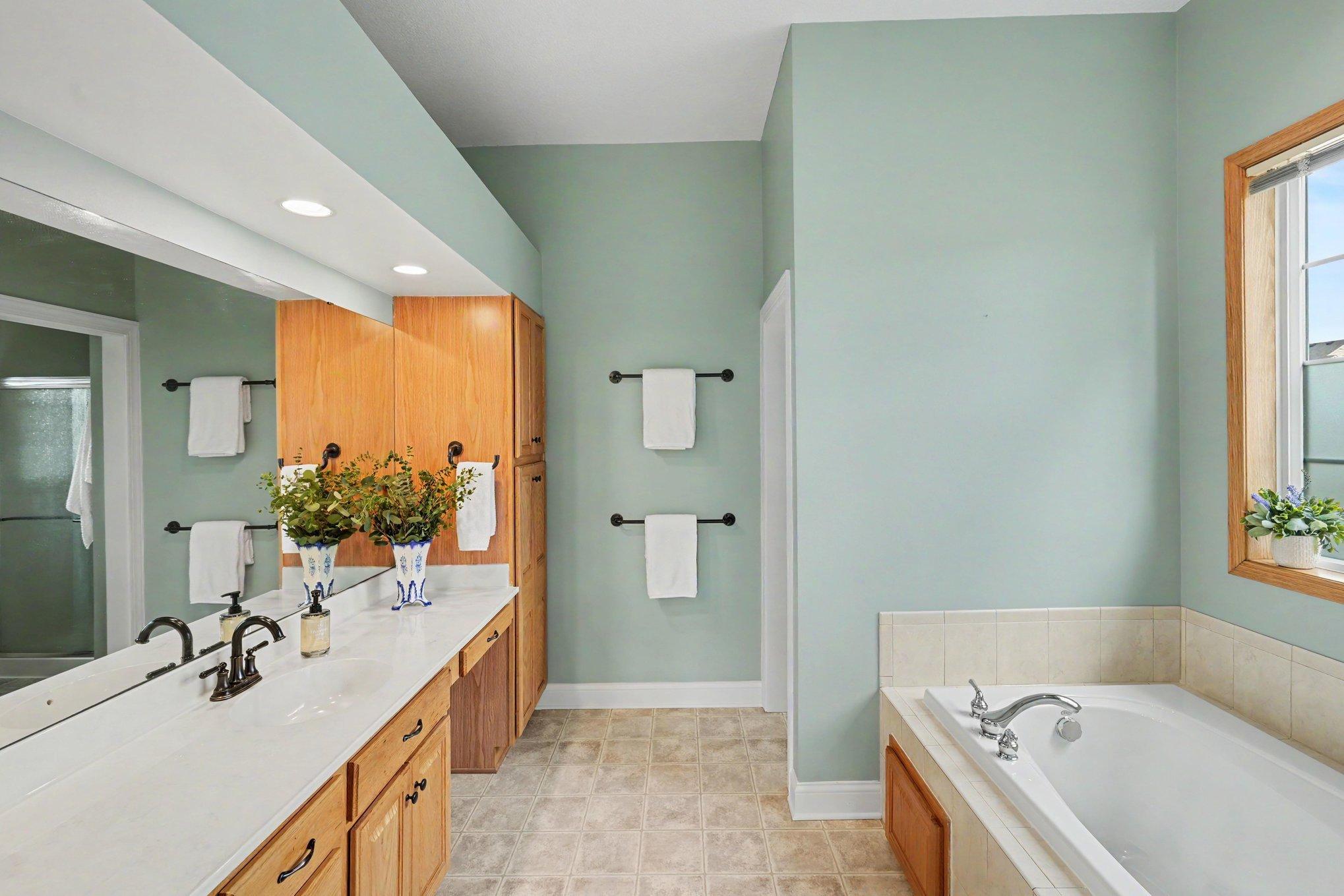 Separate tub and shower