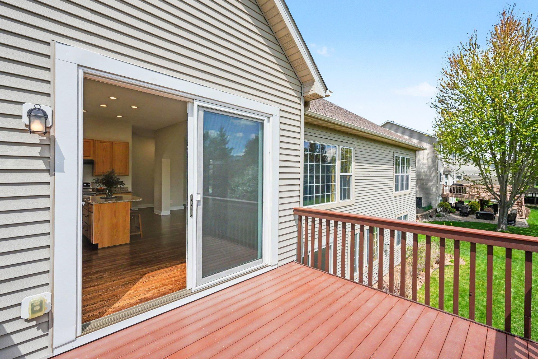 Patio door opens to deck