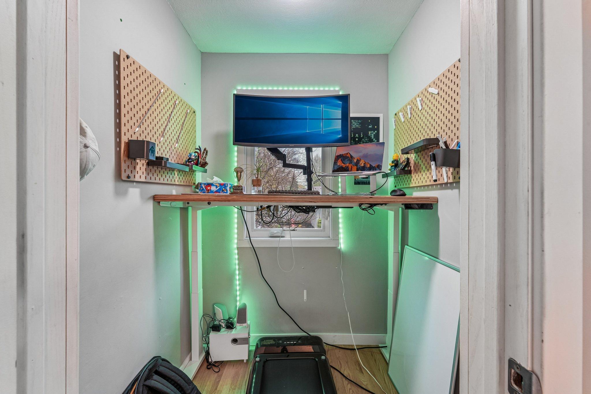 Tucked away is a fun little bonus computer nook or creative corner.