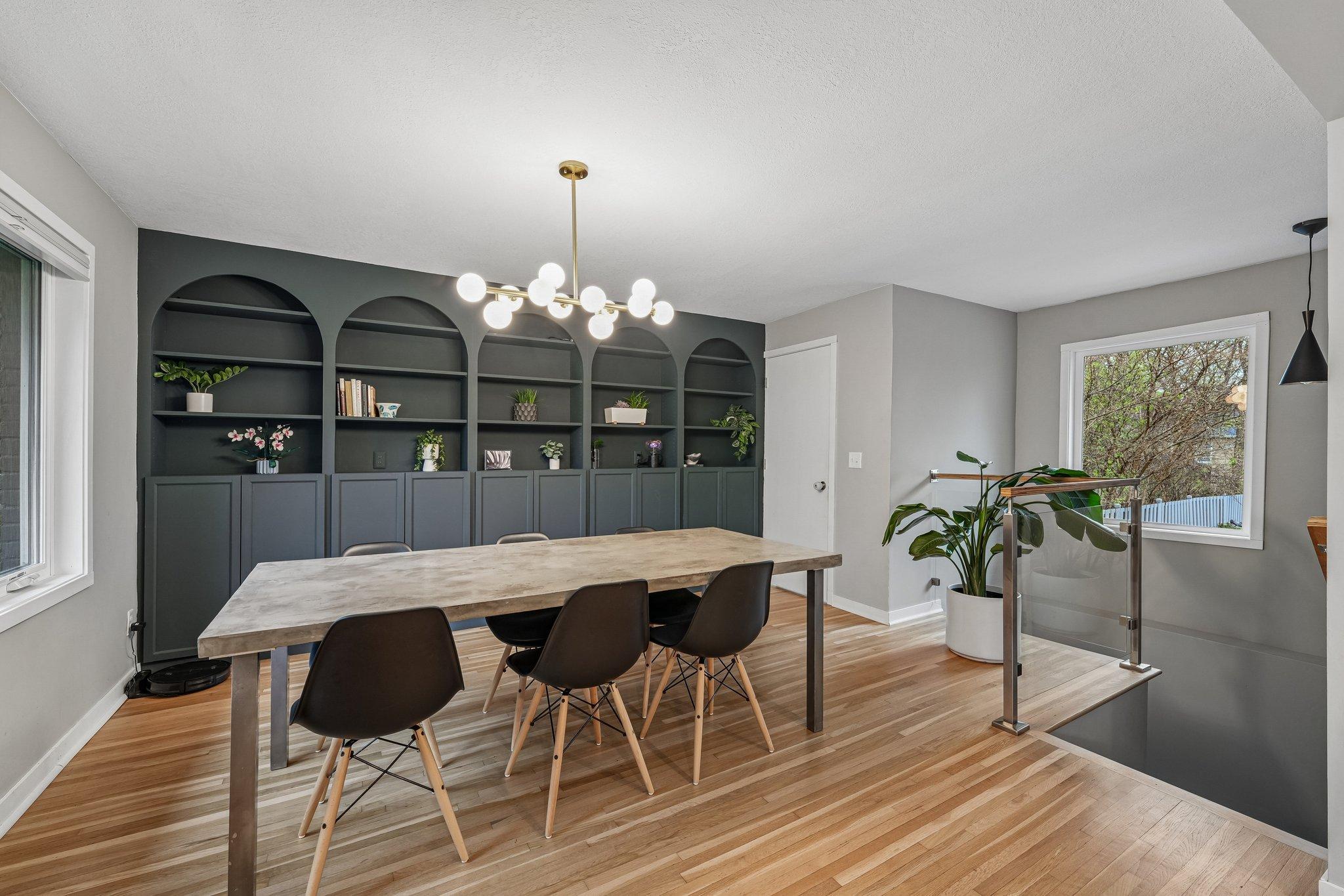 Dining in style with custom built-ins that add both elegance and functional charm.