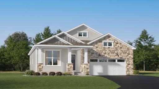 (Exterior rendering, actual home's finishes will vary.)