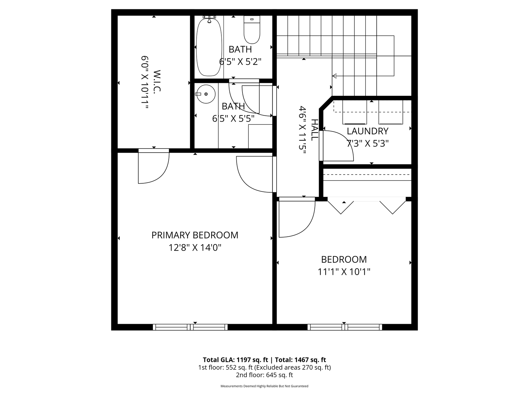 Upper level floor plan.