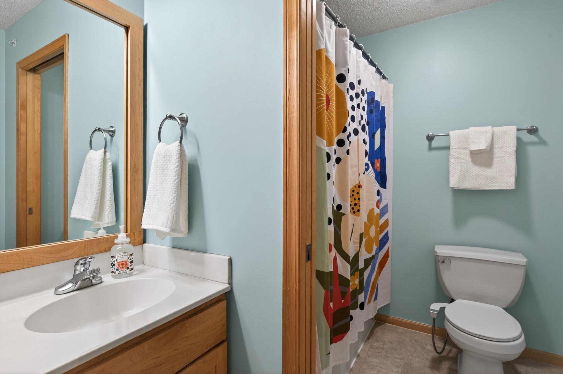 Another view of the upstairs bathroom.