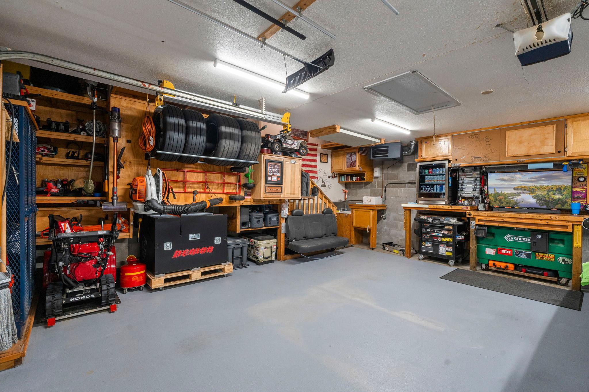 Epoxy double car garage with great storage