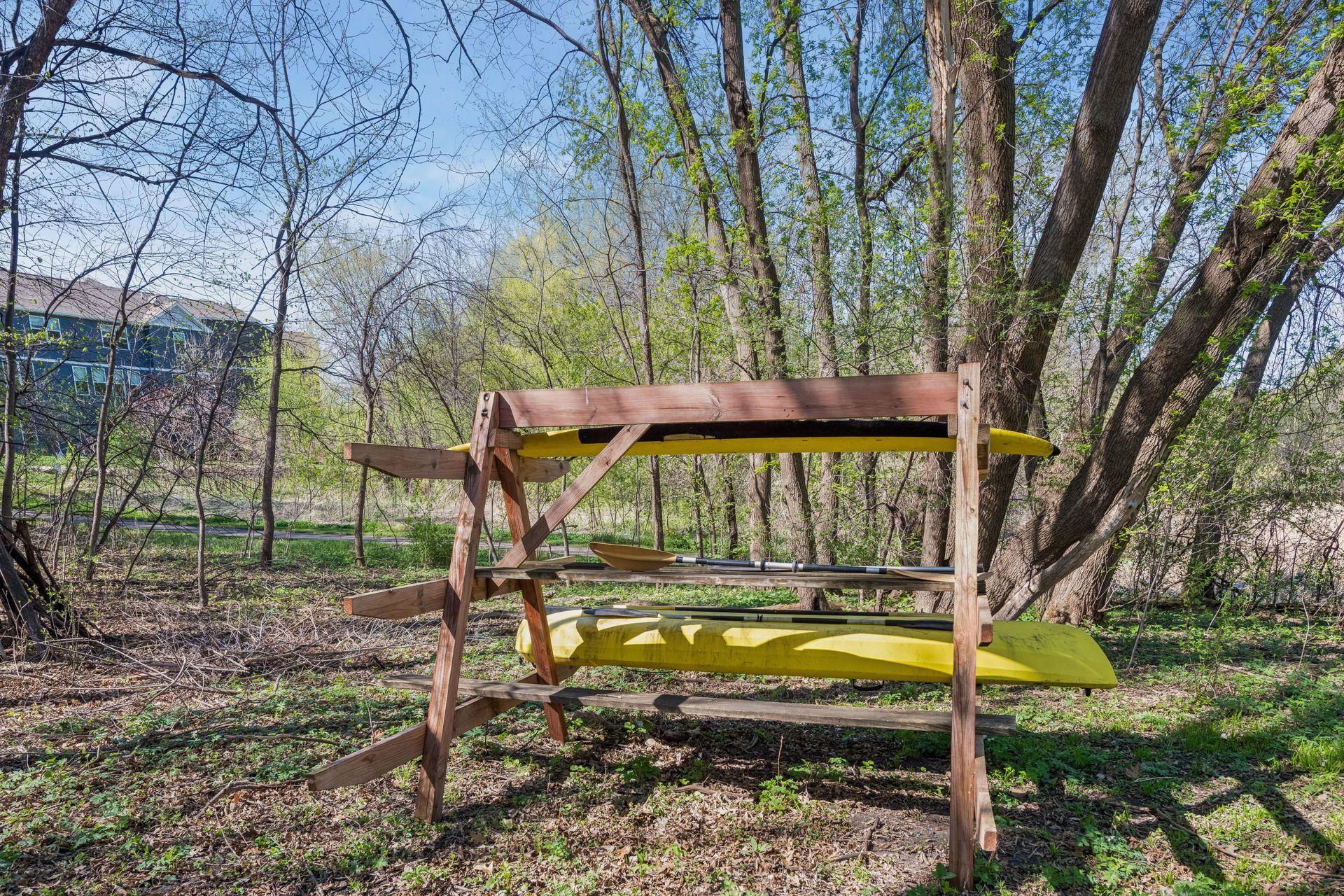 Canoe/ Kayak rack for summer storing by the water.