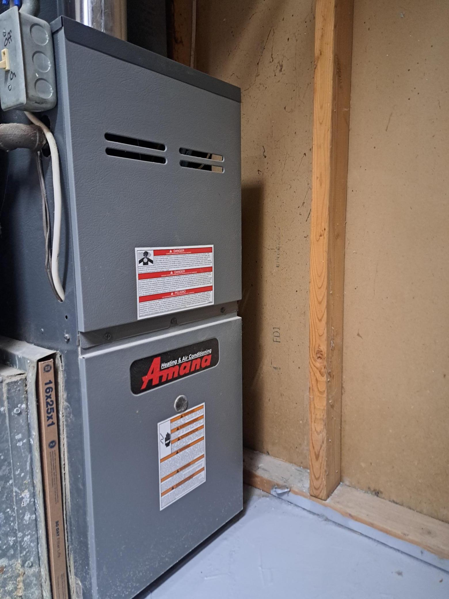 Amana forced air furnace and central AC