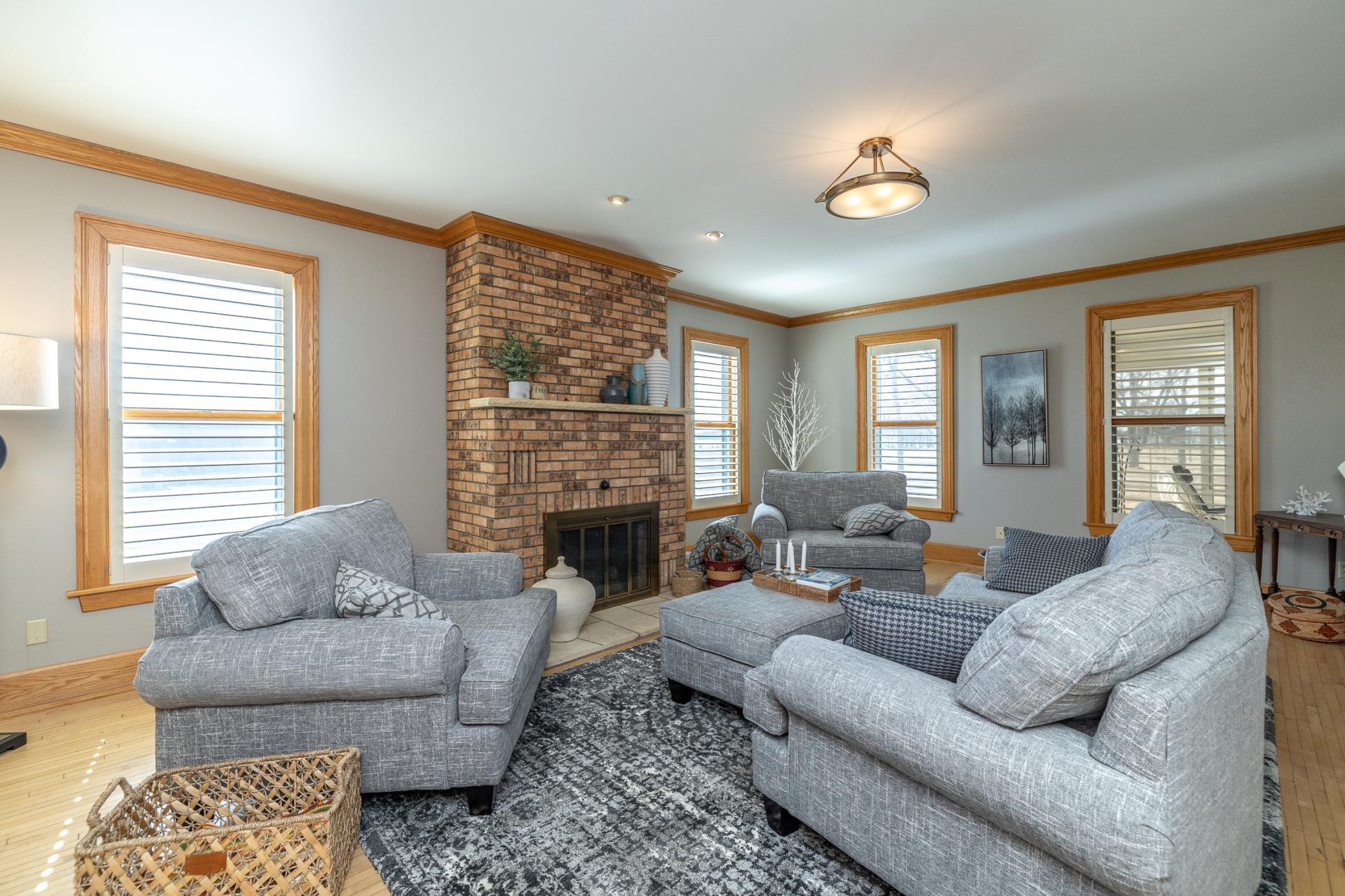 Floor to ceiling brick Fireplace