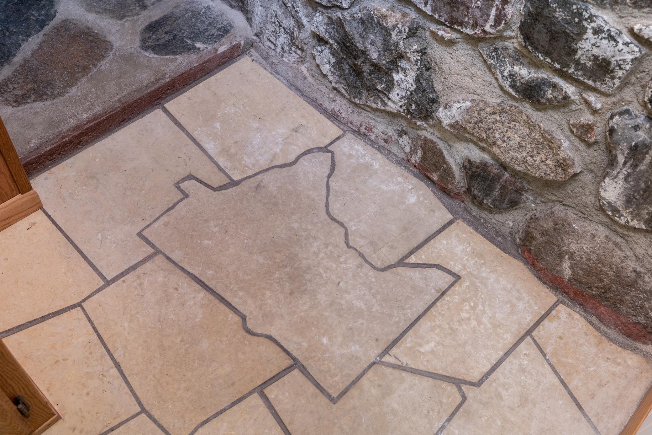 Unique flagstone tile cut in the shape of the Great State of Minnesota