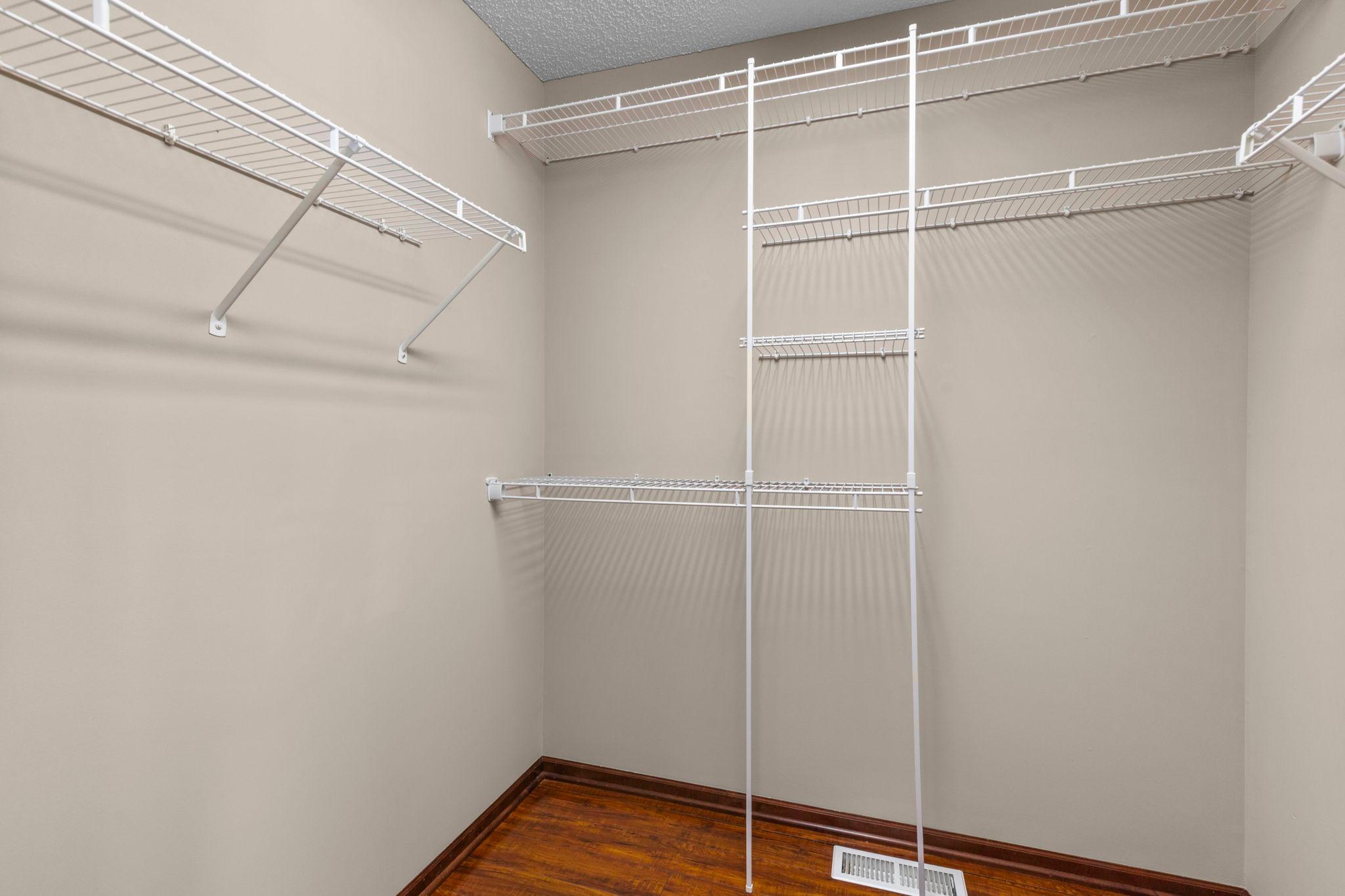 Large, clean walk-in closet