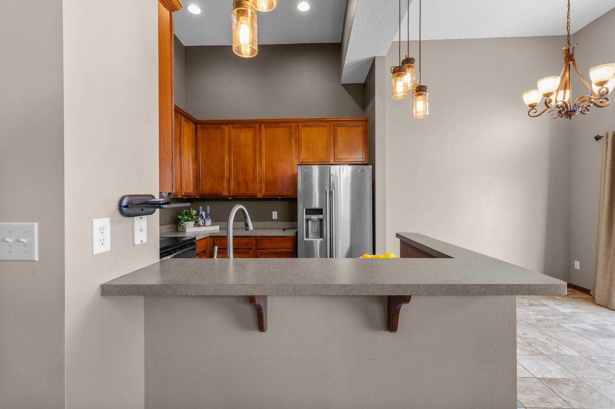 Counter bar-height overhang for stools