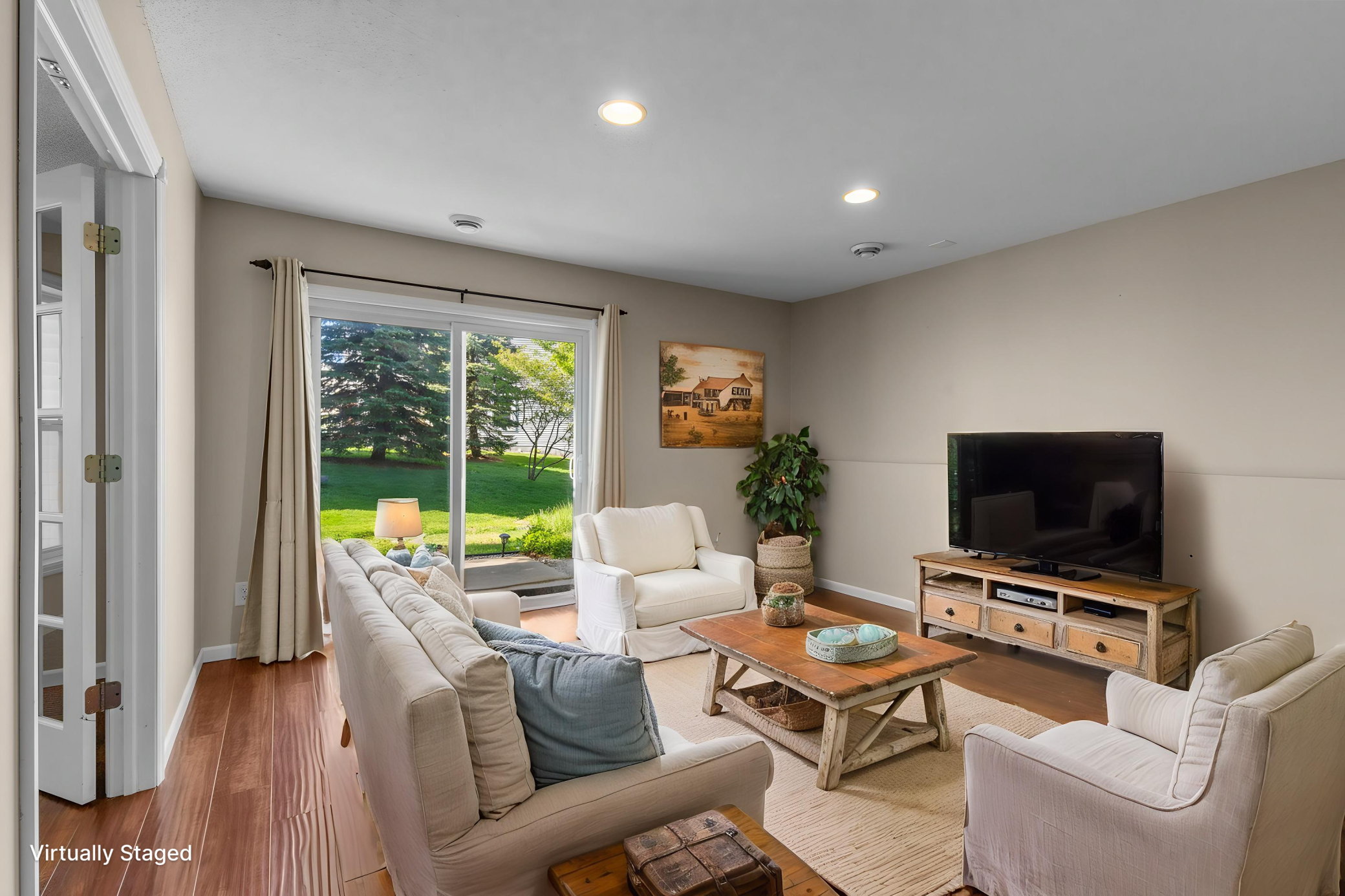 Virtually staged family room